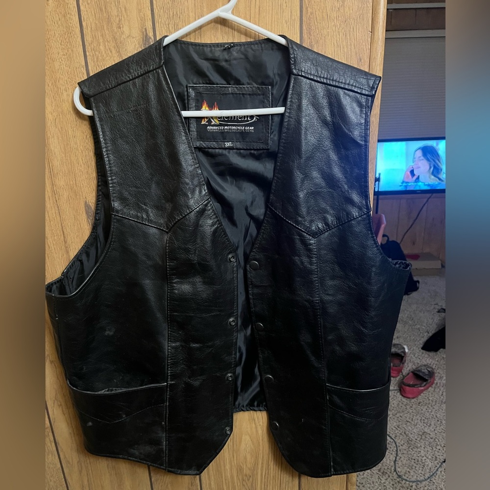 Black leather vest